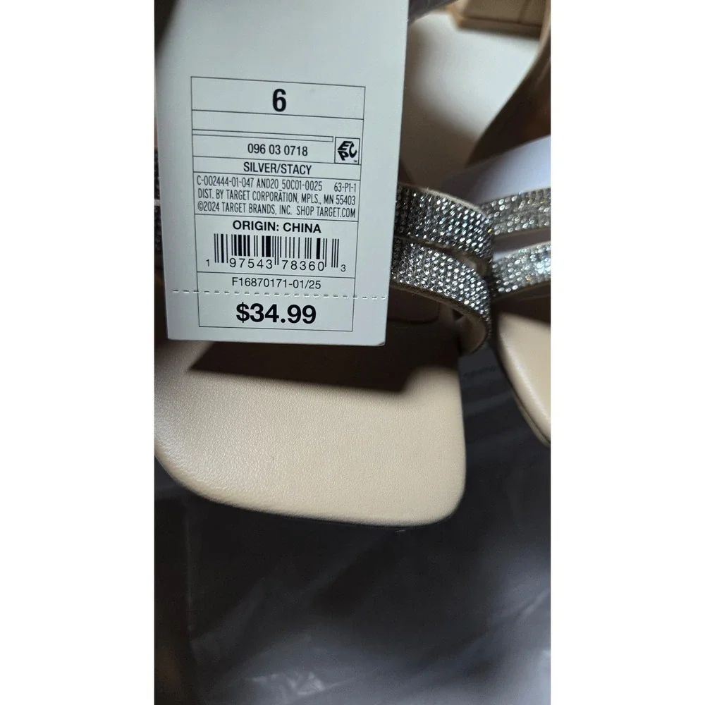 A New Day silver rhinestone sandals #glamour #heels #party size:6